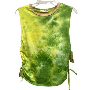 Forever Rose NWT Lime Green Side Ruched Tank Top Jrs. size XL
